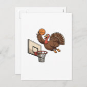 Thanksgiving Turkije Dunking Basketbal Grappig Feestdagenkaart (Voorkant / Achterkant)