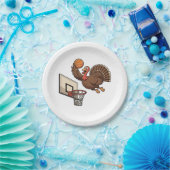 Thanksgiving Turkije Dunking Basketbal Grappig Papieren Bordje (Feest)