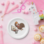 Thanksgiving Turkije Dunking Basketbal Grappig Papieren Bordje (Feest)