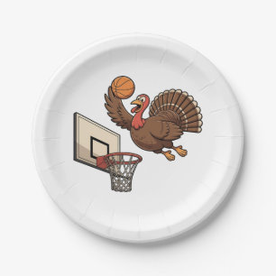 Thanksgiving Turkije Dunking Basketbal Grappig Papieren Bordje