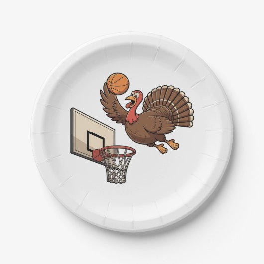 Thanksgiving Turkije Dunking Basketbal Grappig Papieren Bordje (Voorkant)
