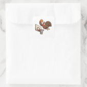 Thanksgiving Turkije Dunking Basketbal Grappig Vierkante Sticker (Tas)