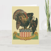  Thanksgiving Turkije, Eagle, Amerikaanse vlag Feestdagen Kaart (Voorkant)