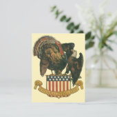  Thanksgiving Turkije, Eagle, Amerikaanse vlag Feestdagenkaart (Staand voorkant)