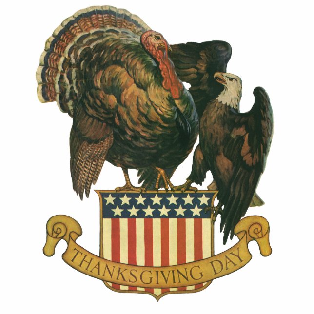  Thanksgiving Turkije, Eagle, Amerikaanse vlag Fotobeeldje Magneet (Voorkant)