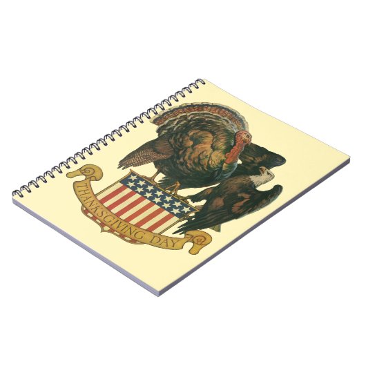  Thanksgiving Turkije, Eagle, Amerikaanse vlag Notitieboek (Linkerzijde)