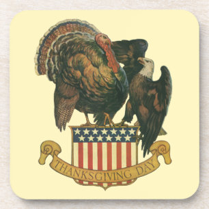 Thanksgiving Turkije, Eagle, Amerikaanse vlag Onderzetter