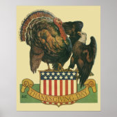  Thanksgiving Turkije, Eagle, Amerikaanse vlag Poster (Voorkant)