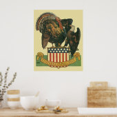  Thanksgiving Turkije, Eagle, Amerikaanse vlag Poster (Keuken)