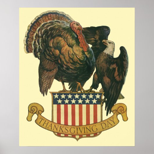  Thanksgiving Turkije, Eagle, Amerikaanse vlag Poster (Voorkant)