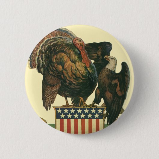 Thanksgiving Turkije, Eagle, Amerikaanse vlag Ronde Button 5,7 Cm (Voorkant)