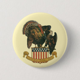  Thanksgiving Turkije, Eagle, Amerikaanse vlag Ronde Button 5,7 Cm