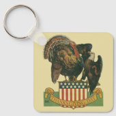  Thanksgiving Turkije, Eagle, Amerikaanse vlag Sleutelhanger (Voorkant)