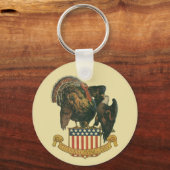  Thanksgiving Turkije, Eagle, Amerikaanse vlag Sleutelhanger (Voorkant)