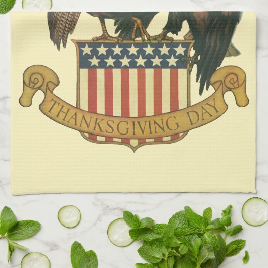  Thanksgiving Turkije, Eagle, Amerikaanse vlag Theedoek (Gevouwen)