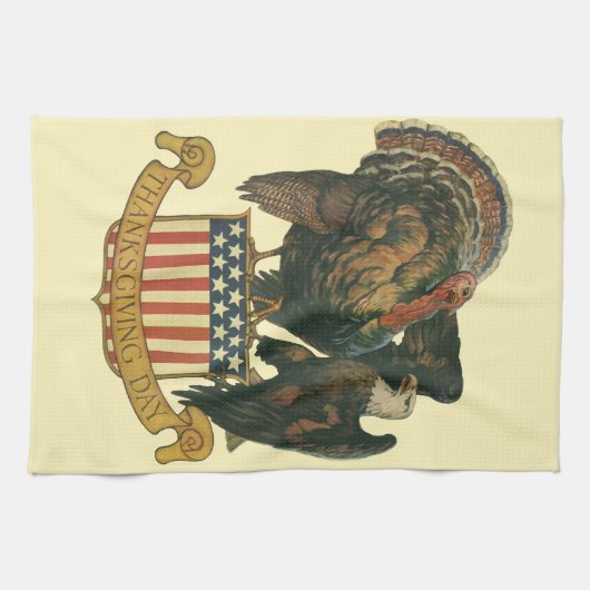  Thanksgiving Turkije, Eagle, Amerikaanse vlag Theedoek (Horizontaal)