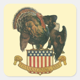  Thanksgiving Turkije, Eagle, Amerikaanse vlag Vierkante Sticker