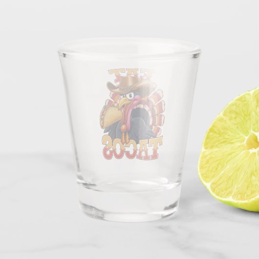 Thanksgiving Turkije Eet tacos Funny Mexican Shot Glas (Achterkant)
