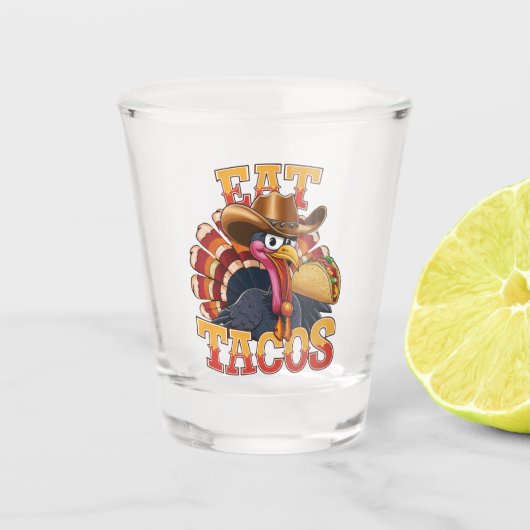Thanksgiving Turkije Eet tacos Funny Mexican Shot Glas (Voorkant)