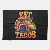 Thanksgiving Turkije Eet tacos Funny Mexican Theedoek (Horizontaal)