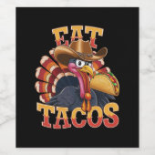 Thanksgiving Turkije Eet tacos Funny Mexican Wijn Etiket (Enkel label)