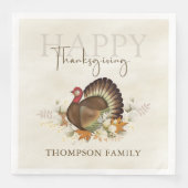 Thanksgiving Turkije Elegant Greenery Foliage Servet (Voorkant)