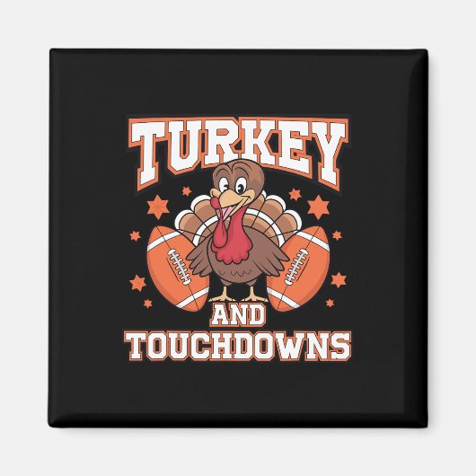 Thanksgiving Turkije en de "Touchdowns Football Ma Magneet (Voorkant)