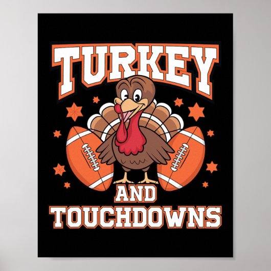 Thanksgiving Turkije en de "Touchdowns Football Ma Poster (Voorkant)