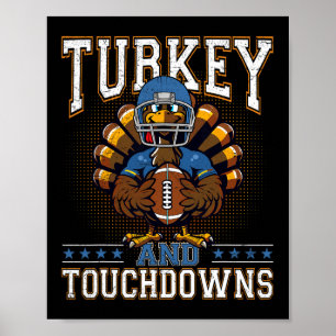 Thanksgiving Turkije en de "Touchdowns Football Ma Poster