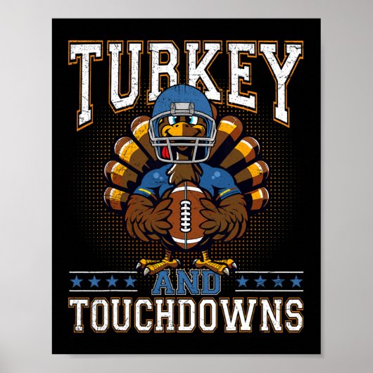 Thanksgiving Turkije en de "Touchdowns Football Ma Poster (Voorkant)