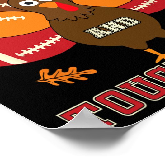 Thanksgiving Turkije en de "Touchdowns Football Ma Poster (Hoek)