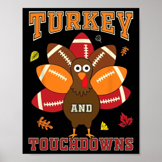 Thanksgiving Turkije en de "Touchdowns Football Ma Poster (Voorkant)