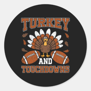 Thanksgiving Turkije en de "Touchdowns Football Ma Ronde Sticker