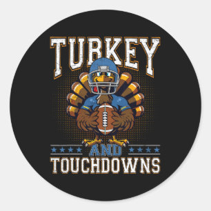 Thanksgiving Turkije en de "Touchdowns Football Ma Ronde Sticker
