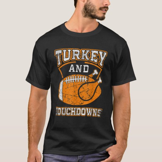 Thanksgiving Turkije en de "Touchdowns Football Ma T-shirt (Voorkant)