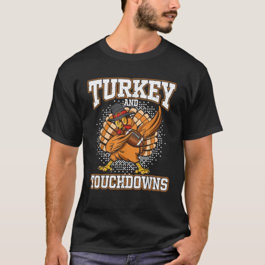 Thanksgiving Turkije en de "Touchdowns Football Ma T-shirt (Voorkant)