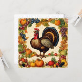Thanksgiving Turkije en fruitoogst Kaart (Voorkant / Achterkant in situ)