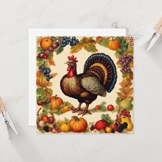  Thanksgiving Turkije en fruitoogst Kaart (Voorkant / Achterkant in situ)