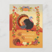 Thanksgiving Turkije en Herfst Harvest Briefkaart (Voorkant)