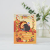 Thanksgiving Turkije en Herfst Harvest Briefkaart (Staand voorkant)