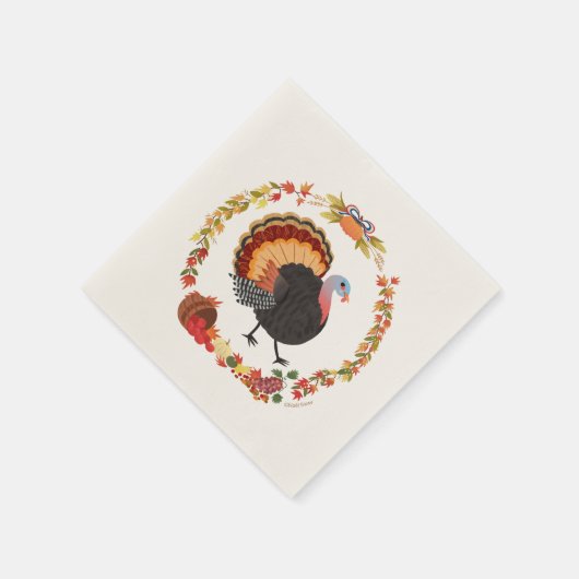 Thanksgiving Turkije en Herfst Harvest Servet (Hoek)