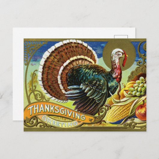 Thanksgiving Turkije en Herfst Oogst Feestdagenkaart (Voorkant / Achterkant)