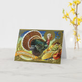 Thanksgiving Turkije en Herfst Oogst Kaart (Gele Bloem)