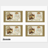 Thanksgiving Turkije en klein meisje Rechthoekige Sticker (Vel)