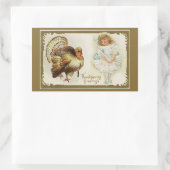 Thanksgiving Turkije en klein meisje Rechthoekige Sticker (Tas)