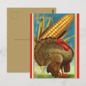  Thanksgiving Turkije en Korn Briefkaart (Voorkant / Achterkant)