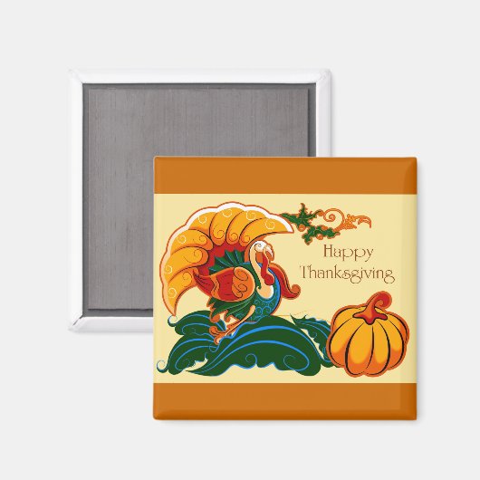 Thanksgiving Turkije en pompoen Magneet (Voorkant / Achterkant)