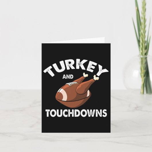 Thanksgiving  Turkije en " Touchdowns Football Man Kaart (Voorkant)
