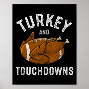 Thanksgiving  Turkije en " Touchdowns Football Man Poster