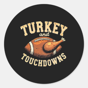 Thanksgiving  Turkije en " Touchdowns Football Man Ronde Sticker